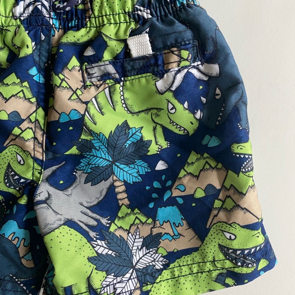 1989 Place Neon Green Dinosaur Lightweight Swim Trunks 6-9 Months - Picture 3 of 10
